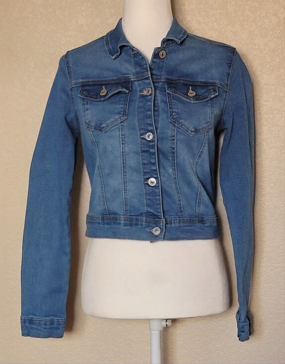 Wax Jean Jackets & Blazers - Wax Jean Y2K Denim Jean Jacket Junior Size Small Cropped Trucker Jacket EUC